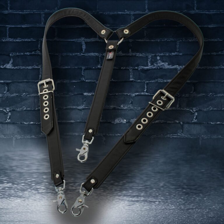 LeatherWerks 3 Way Suspenders Black front