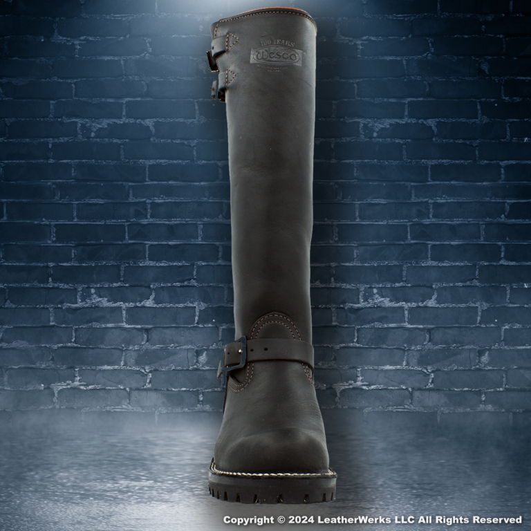 Wesco Boss 16 Inch Two Top Straps +1 Calf Leather Lined Black - BootWerks
