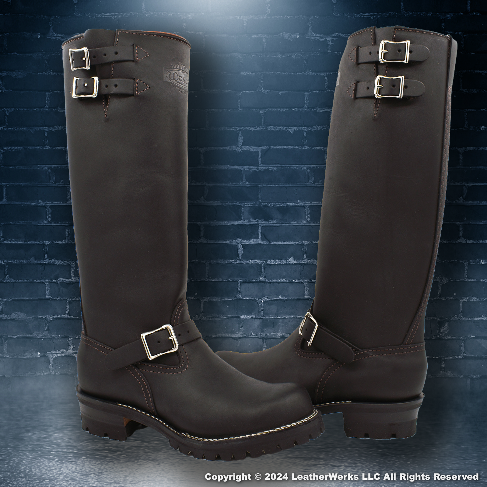 Wesco Boss 16 Inch Two Top Straps +1 Calf Leather Lined Black - BootWerks